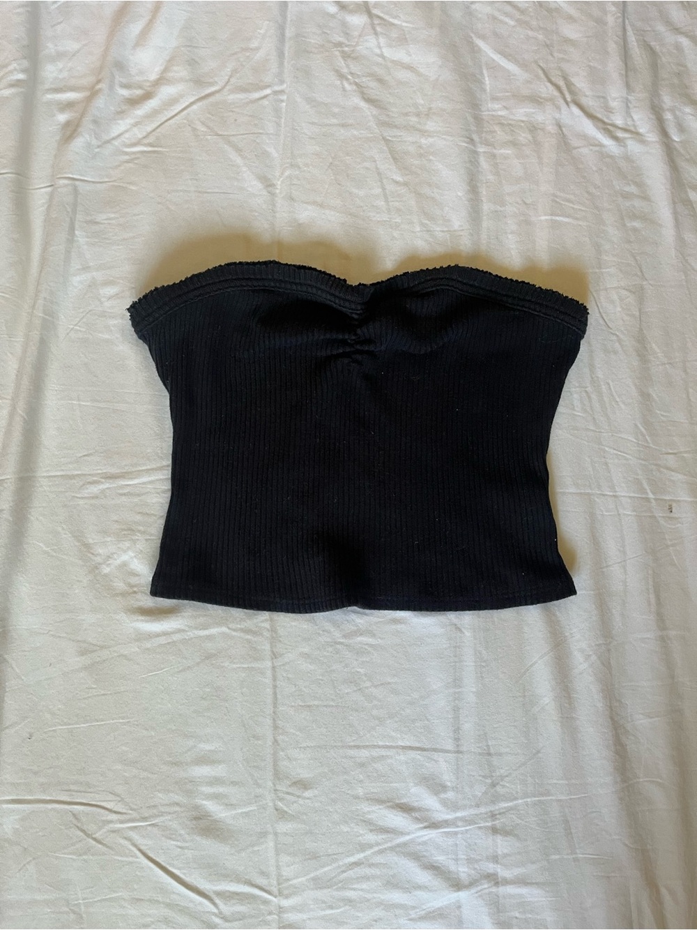Strapless Ribbed Black Tube Top
